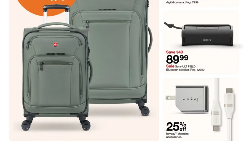 Weekend Getaway Essentials Spotted in the Target Flyer This Week: Luggage, Tech & Comfort Picks