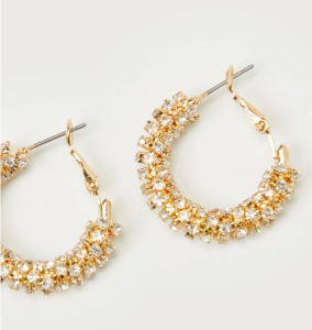 Sophisticated Glow Gold Rhinestone Hoop Earrings
