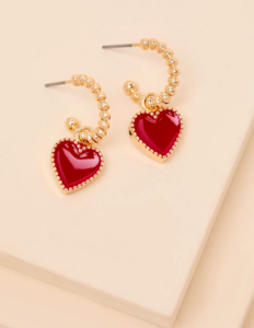 Cordellia Red and Gold Heart Hoop Earrings