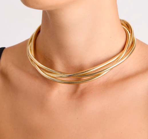 Mallari Gold Snake Chain Layered Necklace