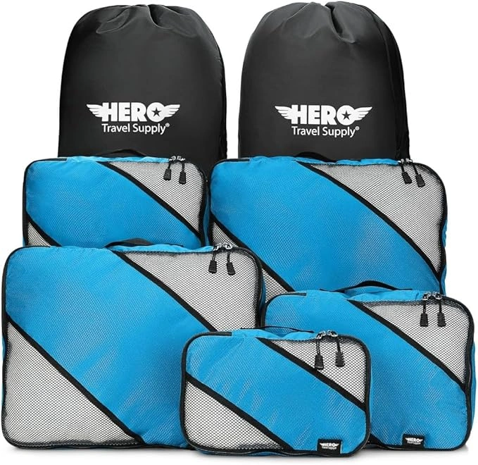 HERO Packing Cubes (5 Set) Luggage Organizers with 2 Laundry Bags_Best Travel Accessories for International Travel 